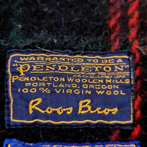 1950s Pendleton Robe In A Bag Designer Throw Blanket Red Black Wool Plaid Fringe - Picture 4 of 16